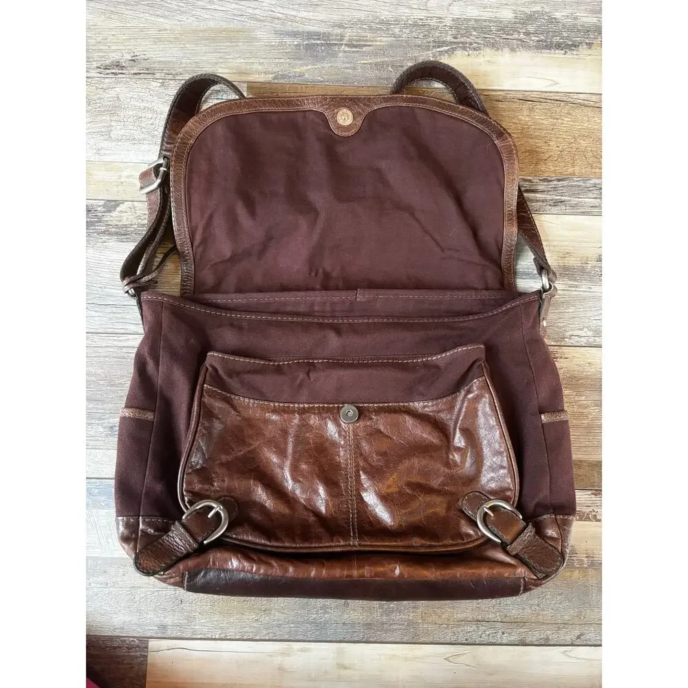 FOSSIL Messenger Bag Cross Body Brown Leather Purse Mens Womens